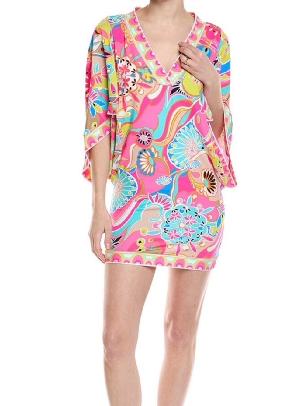 Trina Turk Venus V-Neck Cover-Up Tunic. Size:  XL - New